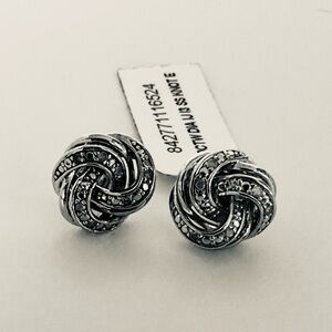 Sterling Silver Diamond Knot Stud Earrings 1/10 CTW I-J I3